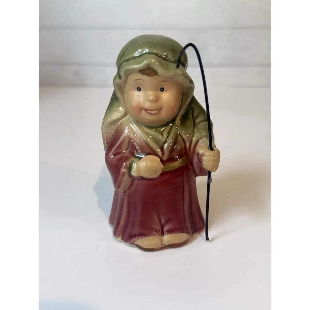 Vintage Ceramic Nativity Joseph Figure Replacement Piece Staff Christmas 4
